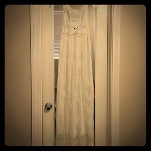 White, lace maxi dress.